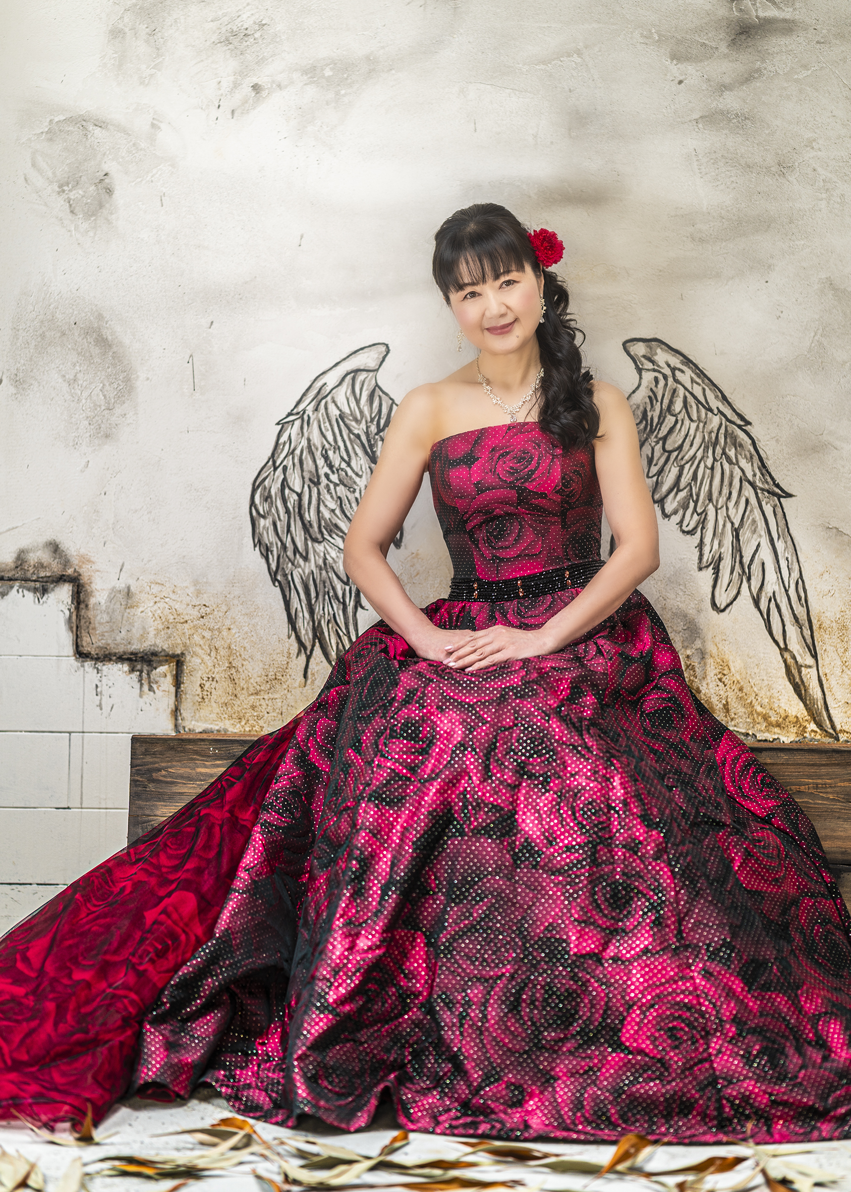 ドレスで還暦記念撮影