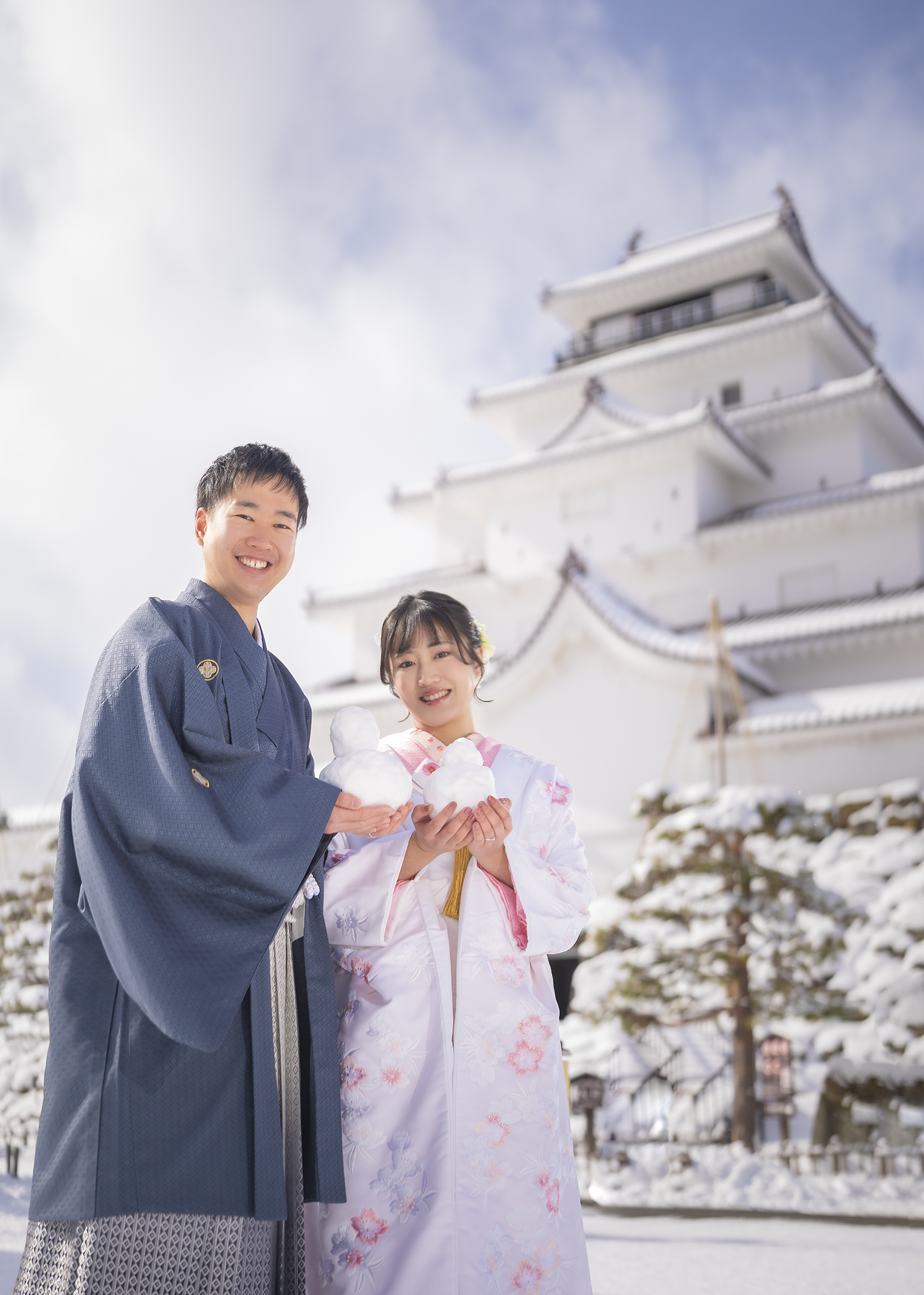 会津の冬のウェディングロケ