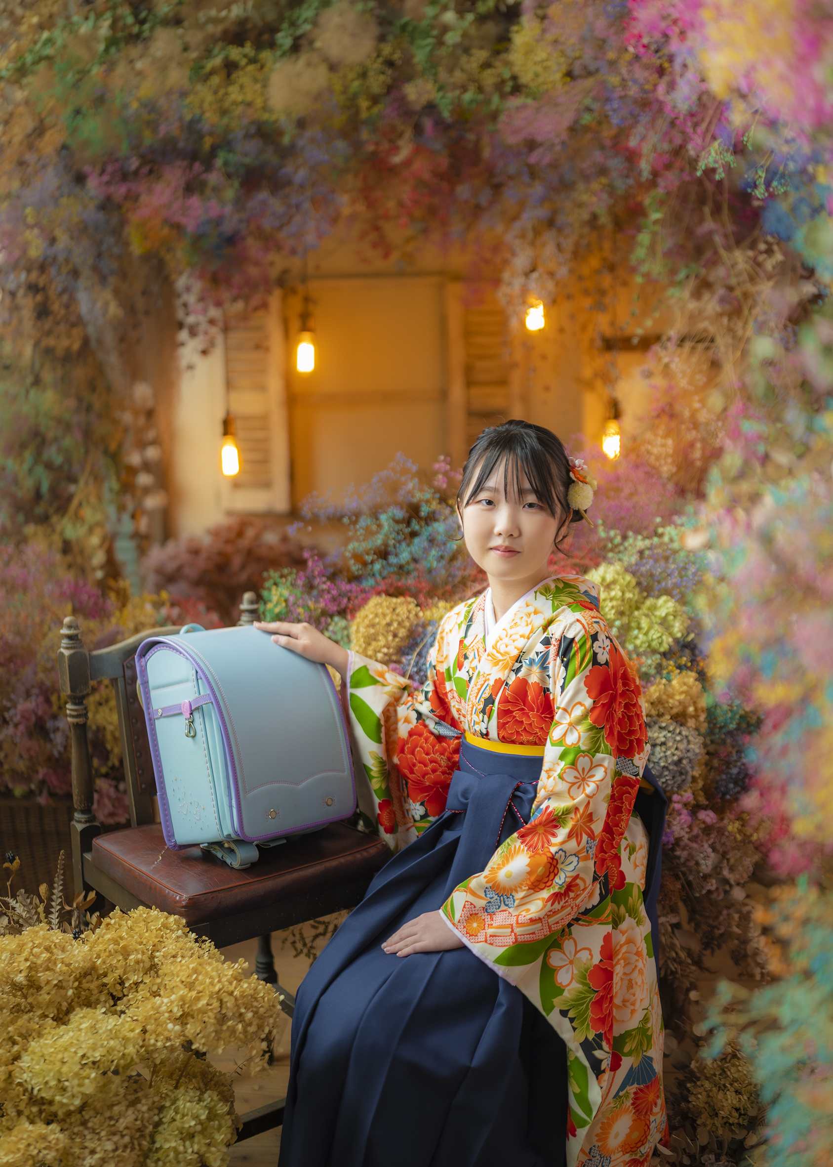 卒業袴で記念撮影