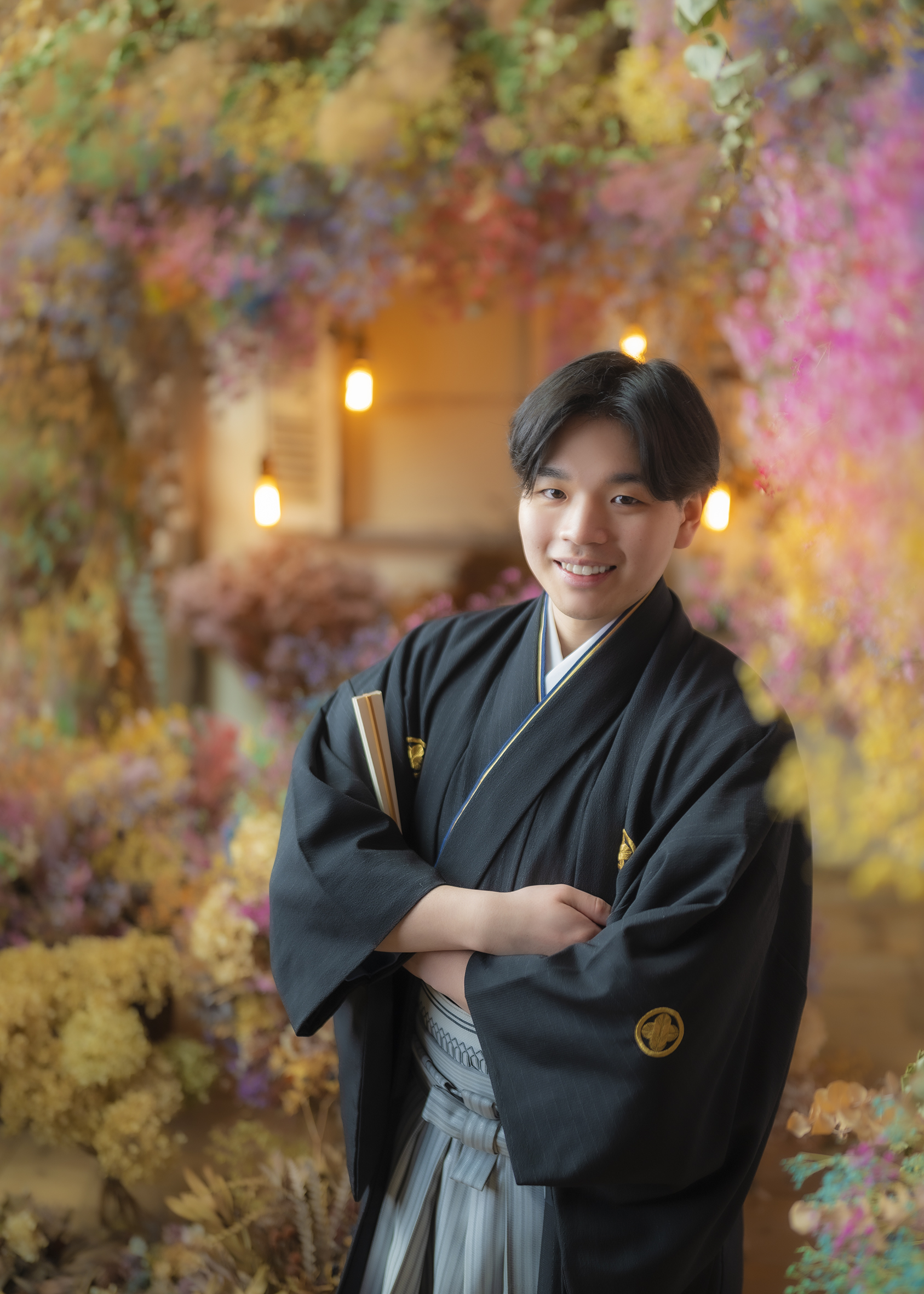 男性成人袴で撮影