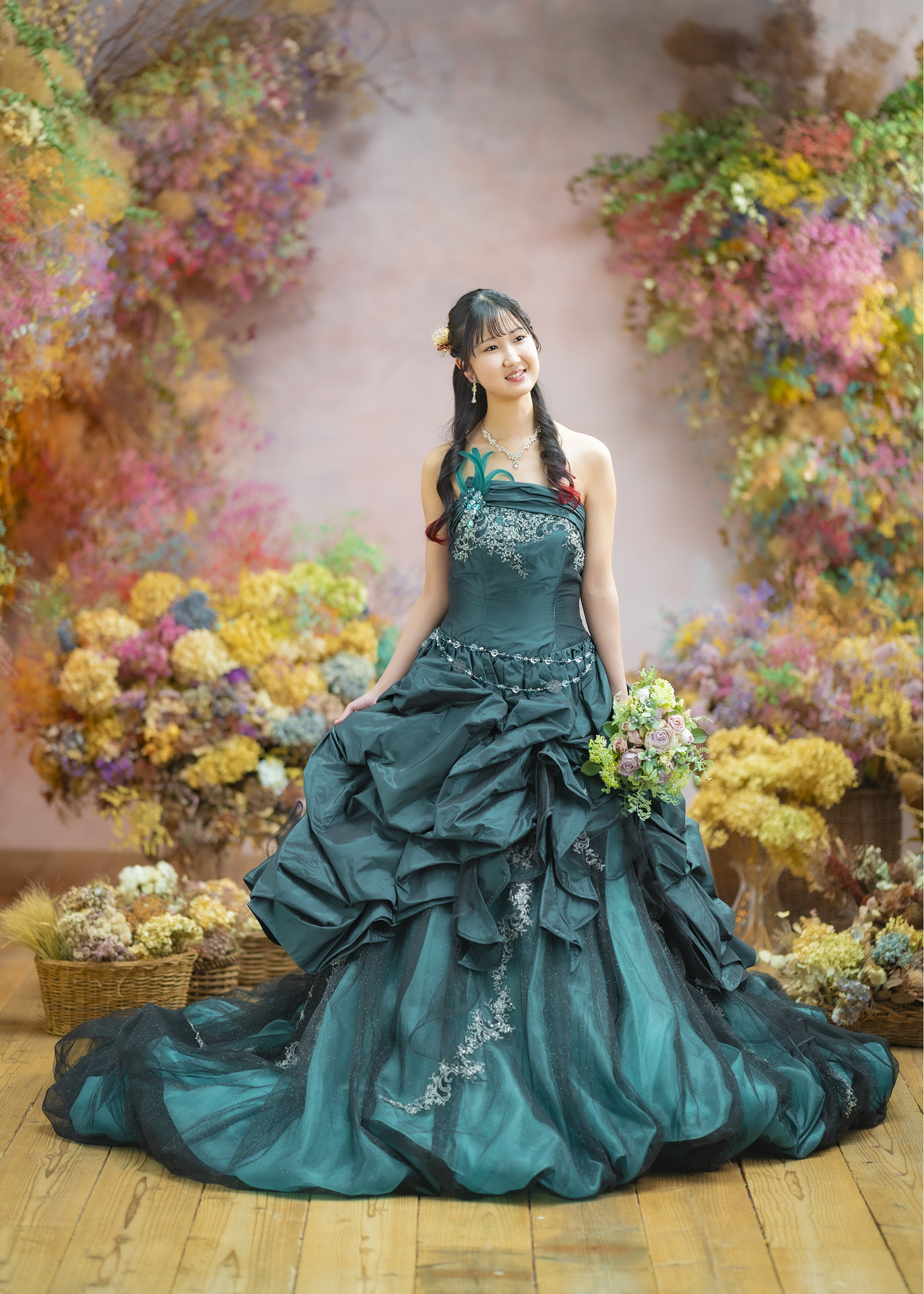 ドレスで成人写真